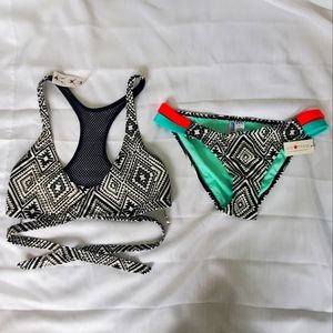 Geometric Black and White Bikini Set